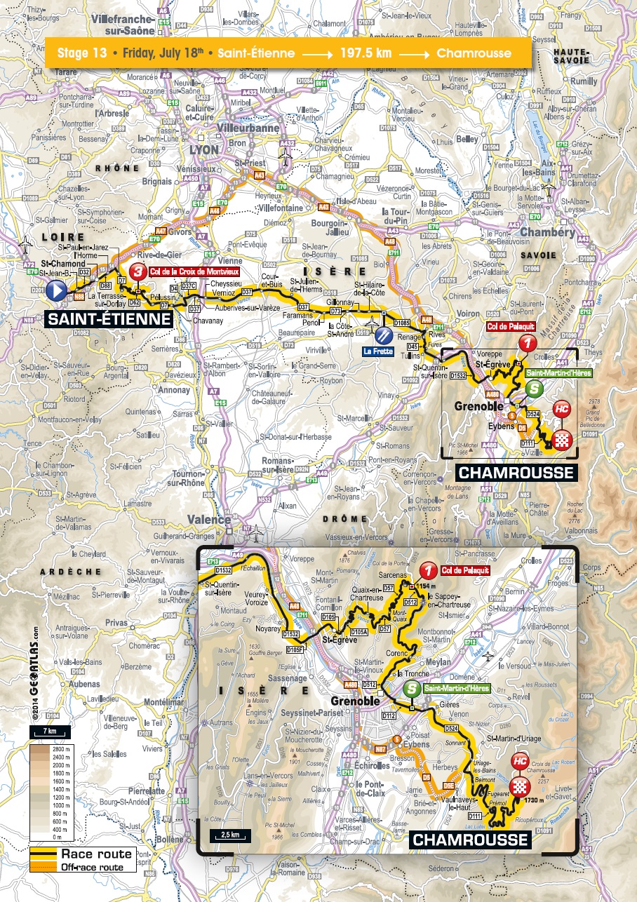Streckenverlauf Tour de France 2014 - Etappe 13
