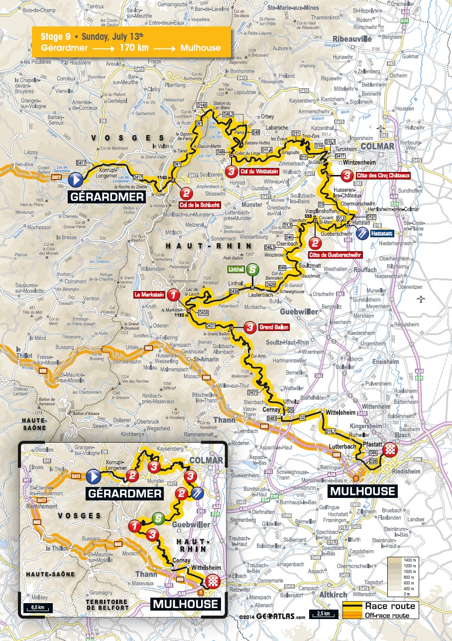 Streckenverlauf Tour de France 2014 - Etappe 9
