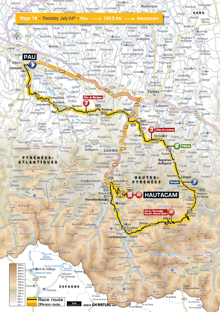 Streckenverlauf Tour de France 2014 - Etappe 18