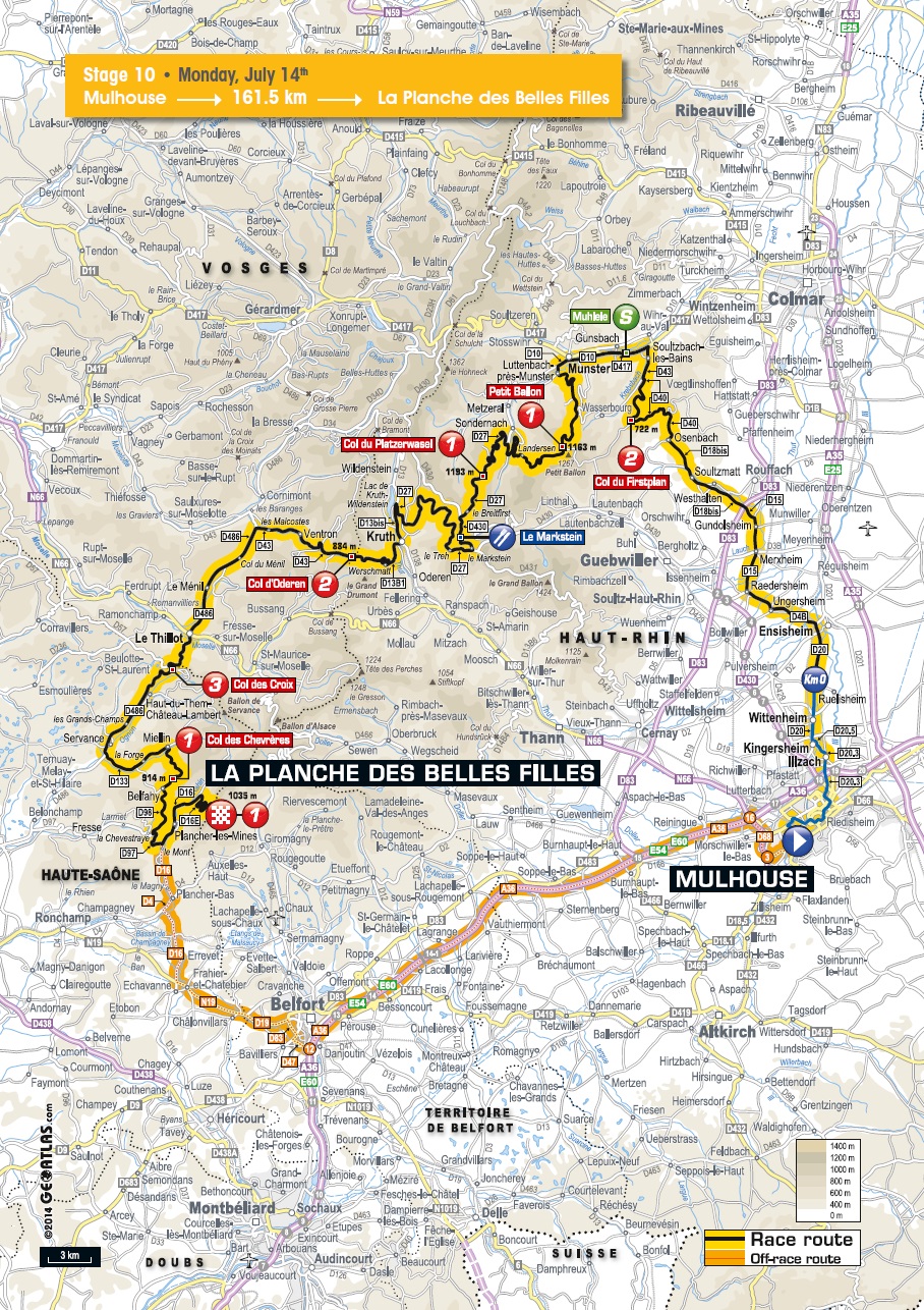 Streckenverlauf Tour de France 2014 - Etappe 10