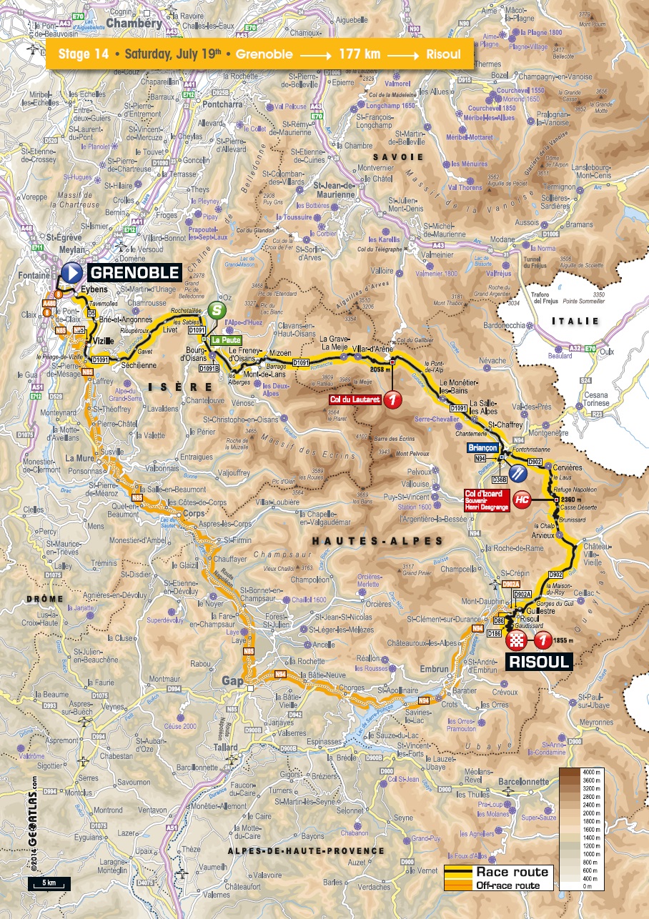 Streckenverlauf Tour de France 2014 - Etappe 14