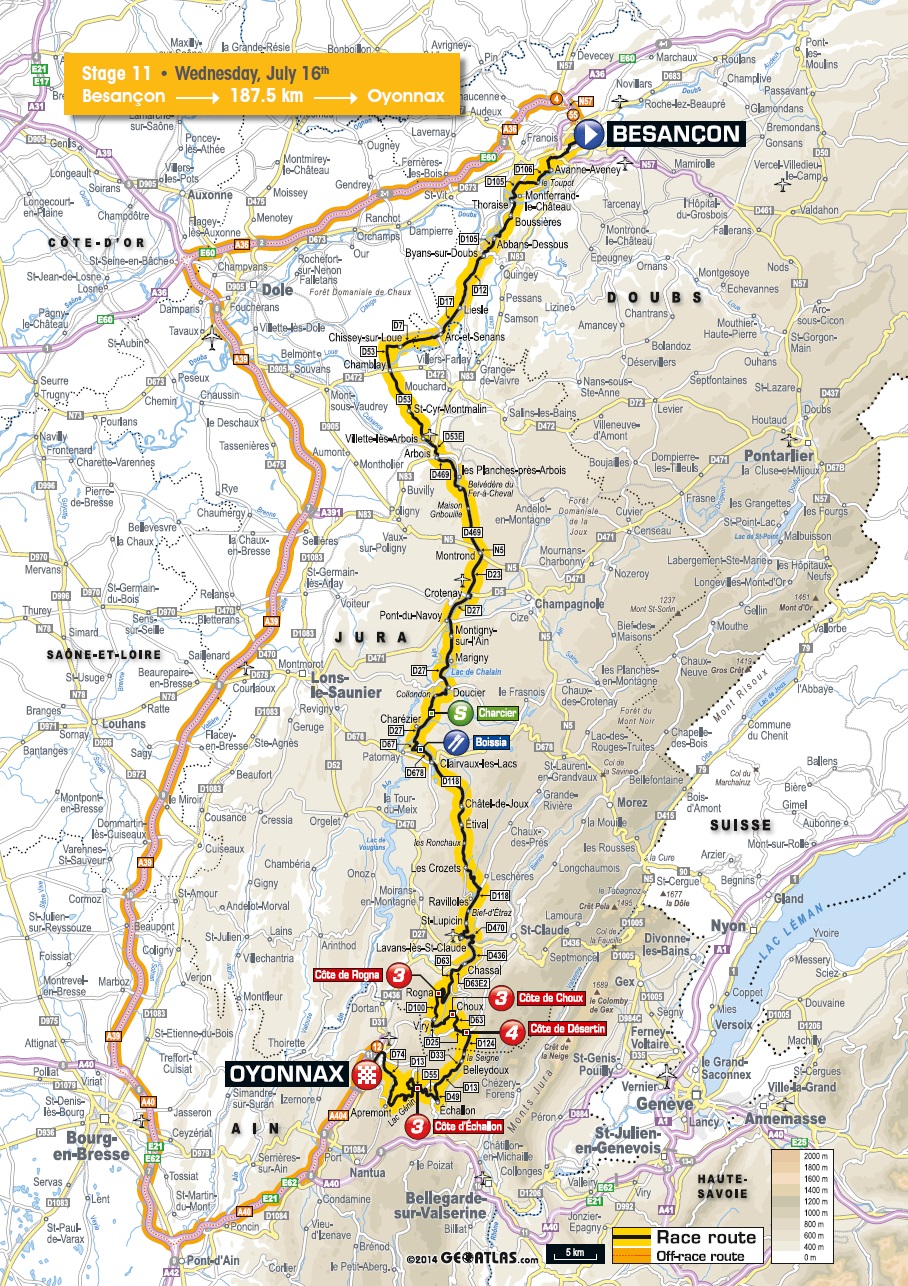 Streckenverlauf Tour de France 2014 - Etappe 11