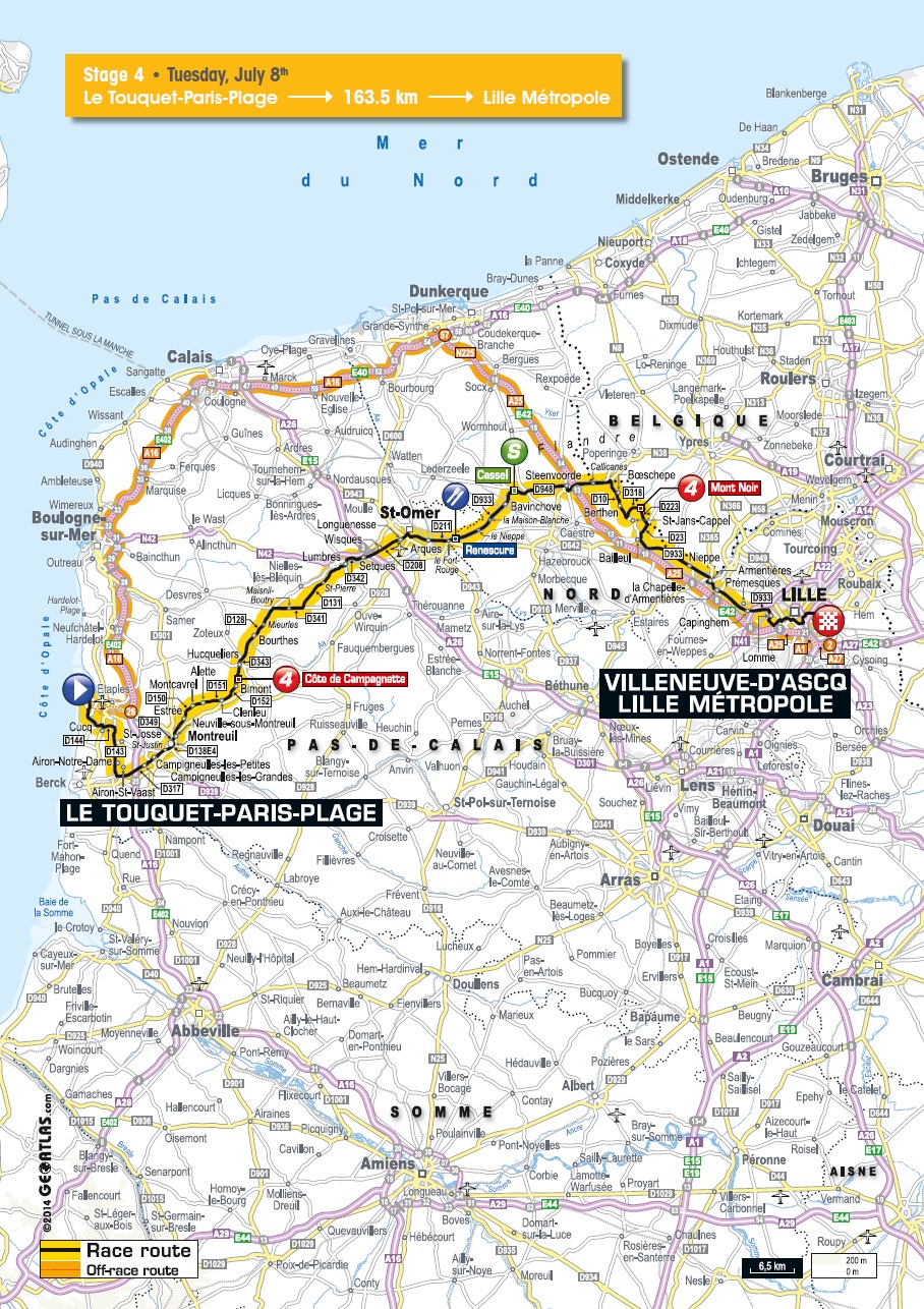 Streckenverlauf Tour de France 2014 - Etappe 4