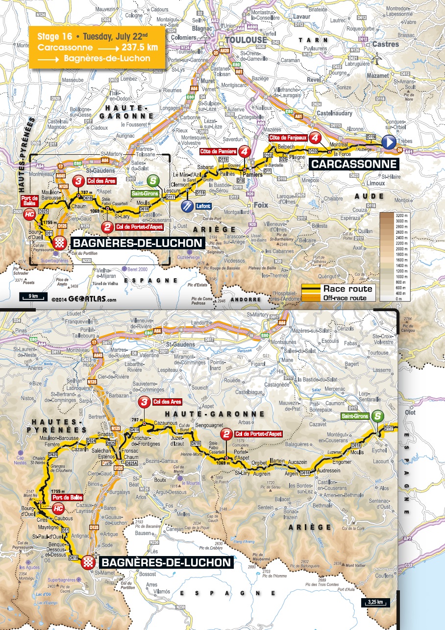 Streckenverlauf Tour de France 2014 - Etappe 16