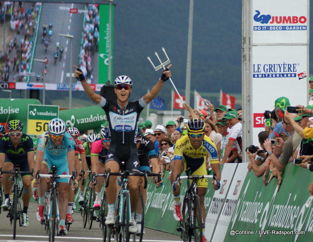 Zielfoto der 6. Etappe der Tour de Suisse in Delemont