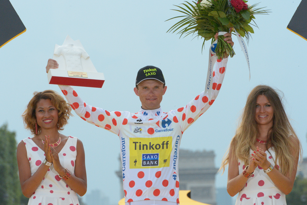 Der Pole Rafal Majka gewinnt das Bergtrikot der Tour de France 2014 (Foto: Veranstalter/letour.fr)