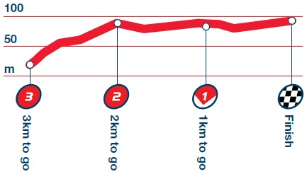 Hhenprofil Tour of Britain 2014 - Etappe 4, letzte 3 km