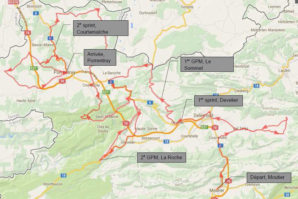 Streckenverlauf Tour du Jura 2014