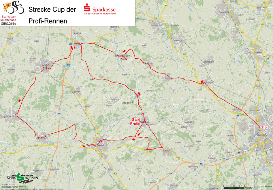 Streckenverlauf Sparkassen Mnsterland Giro 2014