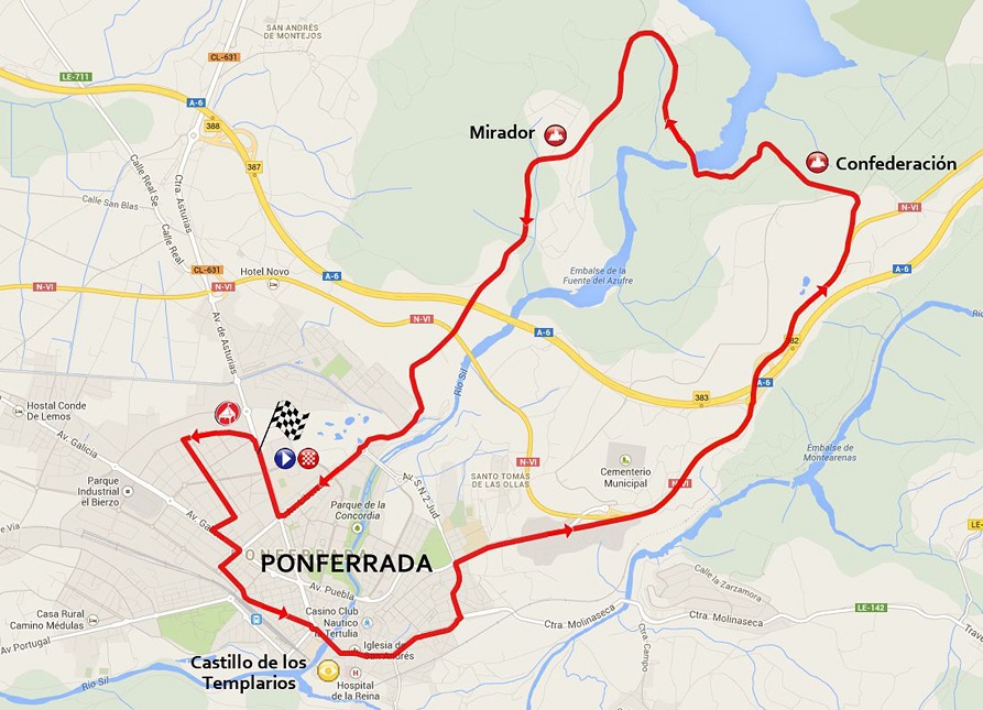 Vorschau Straenrennen Mnner Elite bei der WM in Ponferrada - Karte