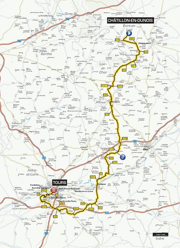 Streckenverlauf Paris - Tours Espoirs 2014