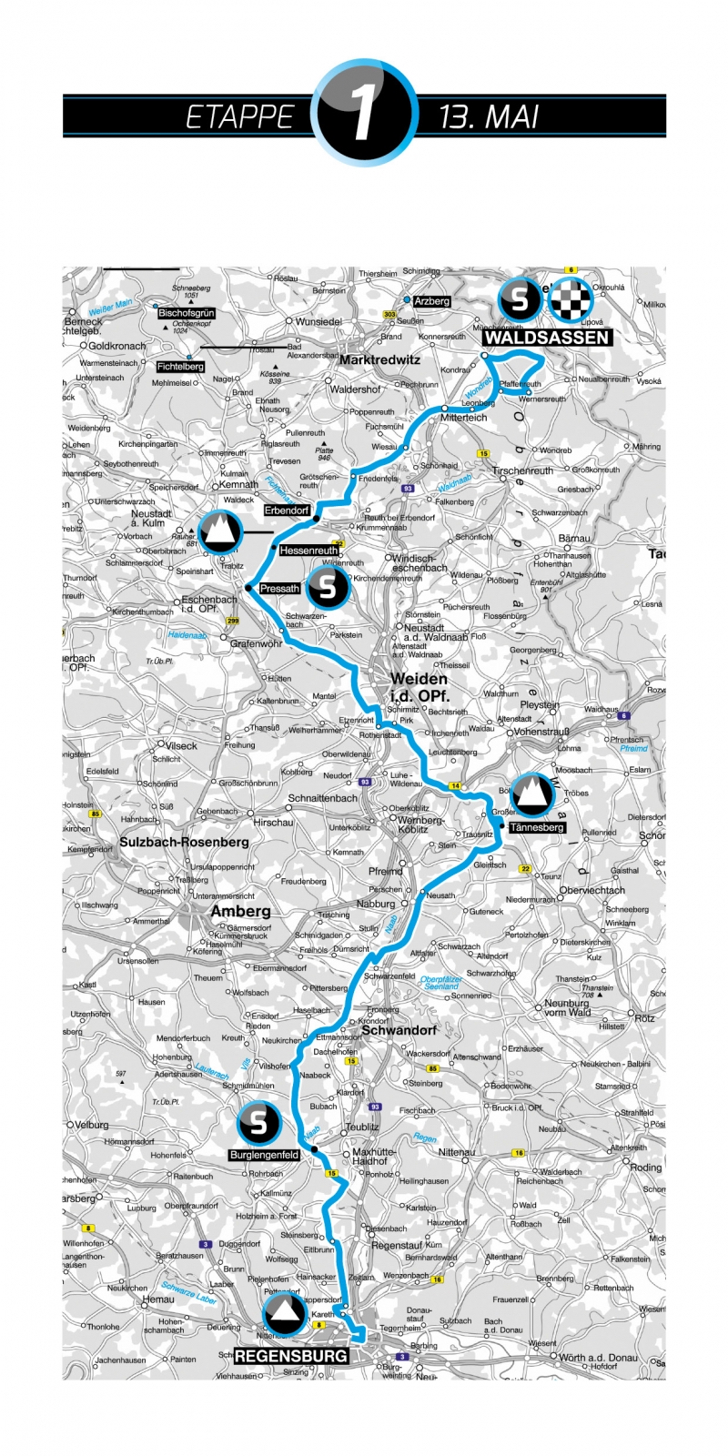 Karte 1. Etappe Bayern Rundfahrt 2015