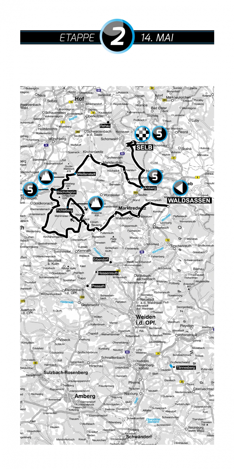 Karte 2. Etappe Bayern Rundfahrt 2015