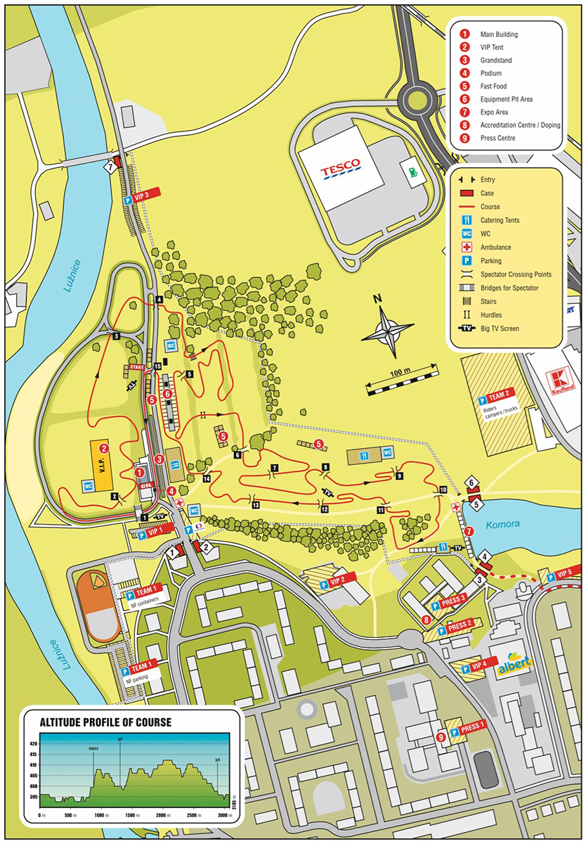 Streckenverlauf & Hhenprofil Radcross-Weltmeisterschaft 2015 in Tabor