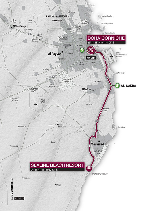 Streckenverlauf Tour of Qatar 2015 - Etappe 6