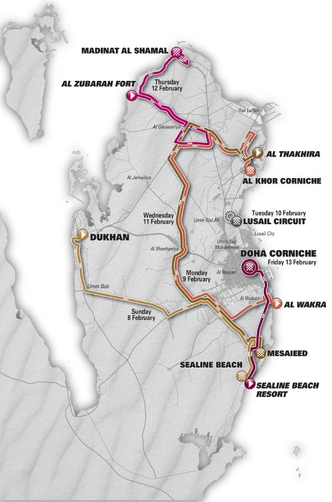 Streckenverlauf Tour of Qatar 2015