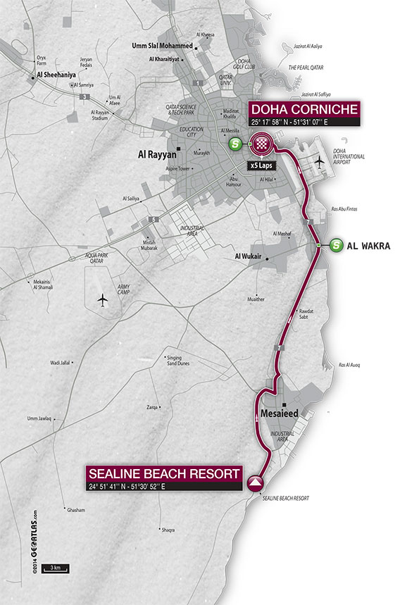 Streckenverlauf Ladies Tour of Qatar 2015 - Etappe 4