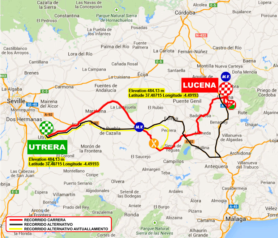 Streckenverlauf Vuelta a Andalucia Ruta Ciclista Del Sol 2015 - Etappe 2