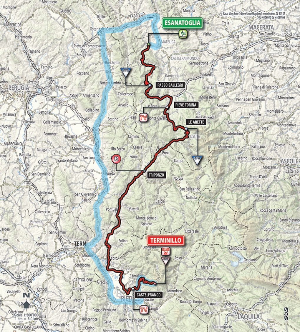 Streckenverlauf Tirreno - Adriatico 2015, Etappe 5