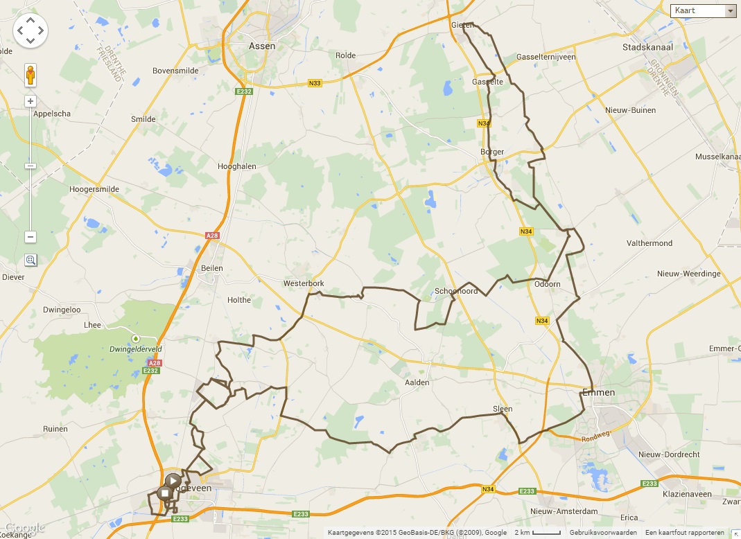 Streckenverlauf Albert Achterhes Pet Ronde van Drenthe 2015