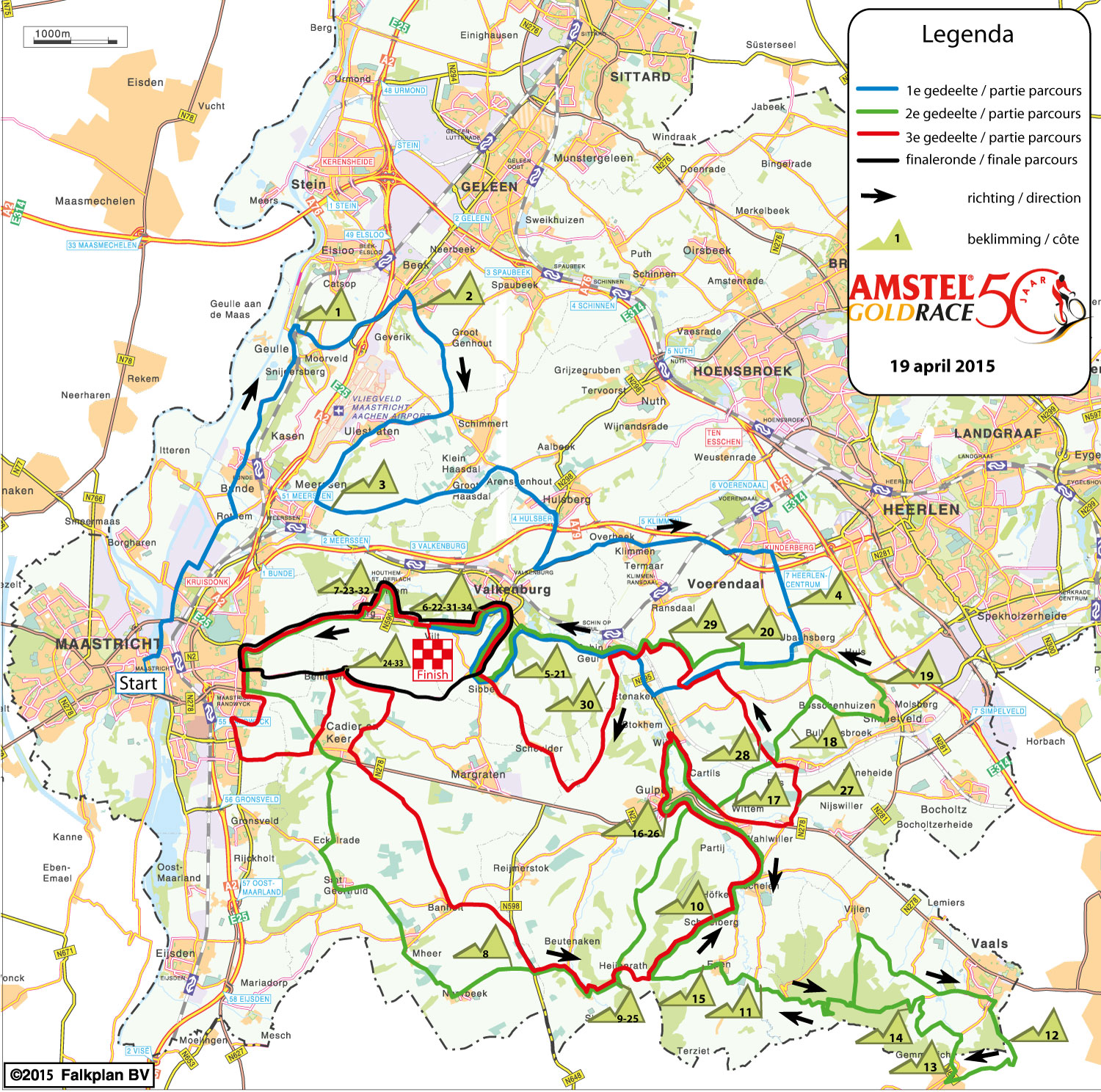 Streckenverlauf Amstel Gold Race 2015