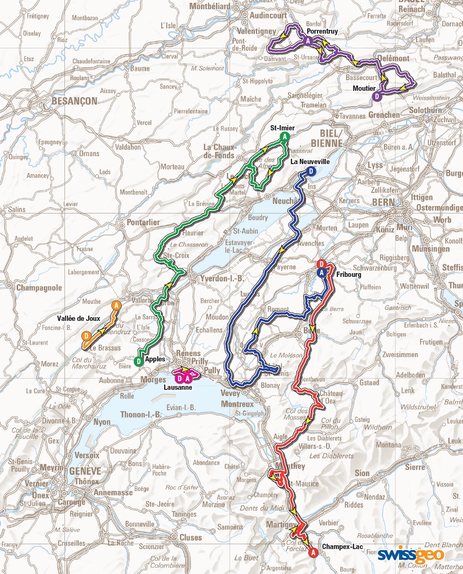 Streckenverlauf Tour de Romandie 2015