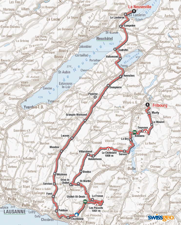 Streckenverlauf Tour de Romandie 2015 - Etappe 4