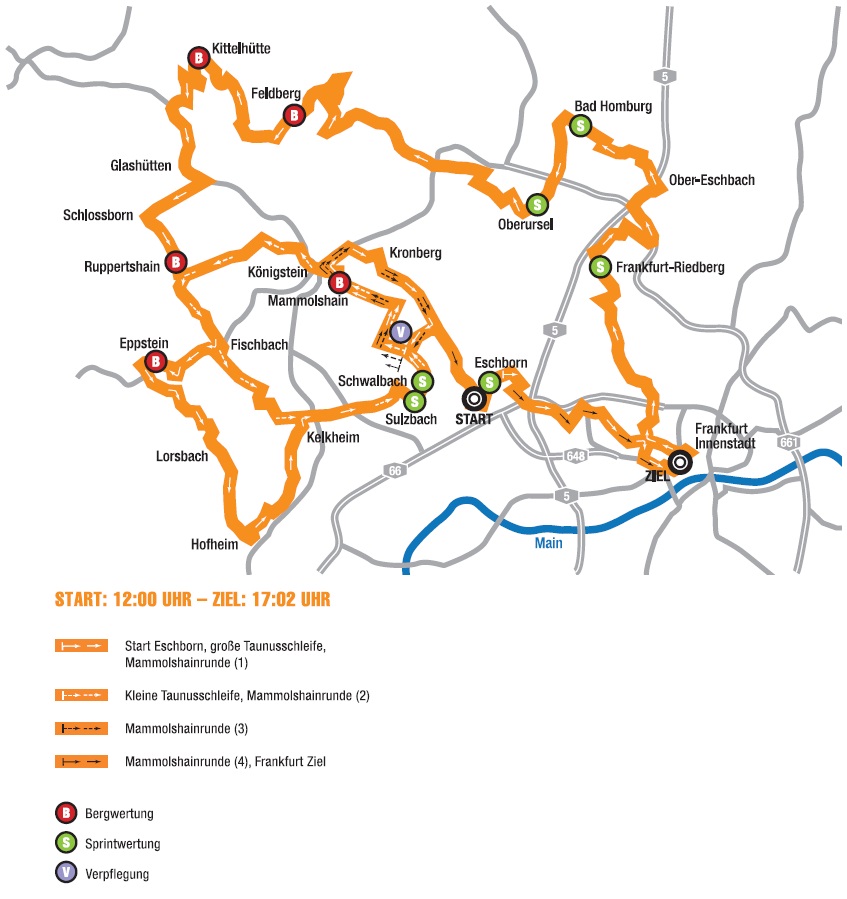 Streckenverlauf Rund um den Finanzplatz Eschborn-Frankfurt 2015