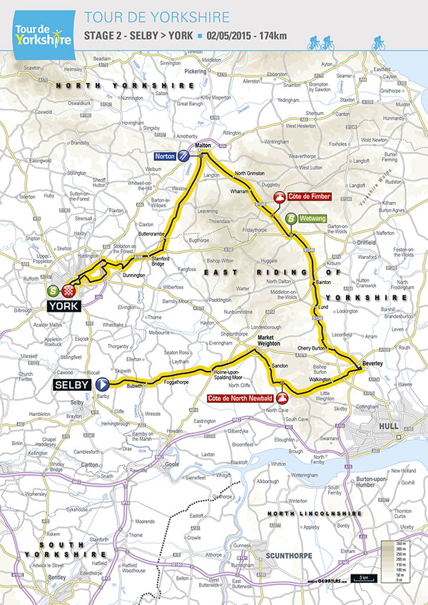 Streckenverlauf Tour de Yorkshire 2015 - Etappe 2
