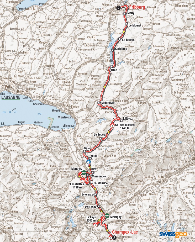 Streckenverlauf Tour de Romandie 2015 - Etappe 5