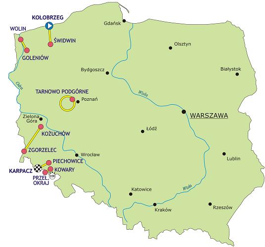Streckenverlauf Baltyk - Karkonosze Tour 2015