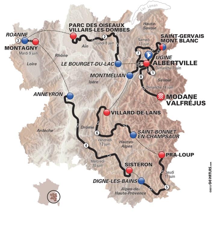 Streckenverlauf Critrium du Dauphin 2015