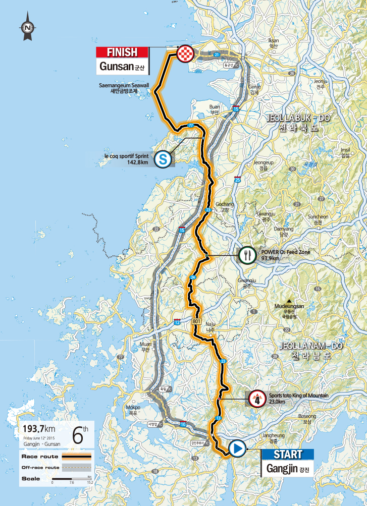 Streckenverlauf Tour de Korea 2015 - Etappe 6