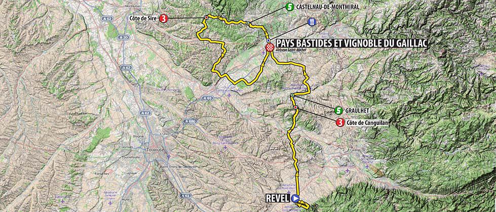 Streckenverlauf Route du Sud - la Dpche du Midi 2015 - Etappe 4