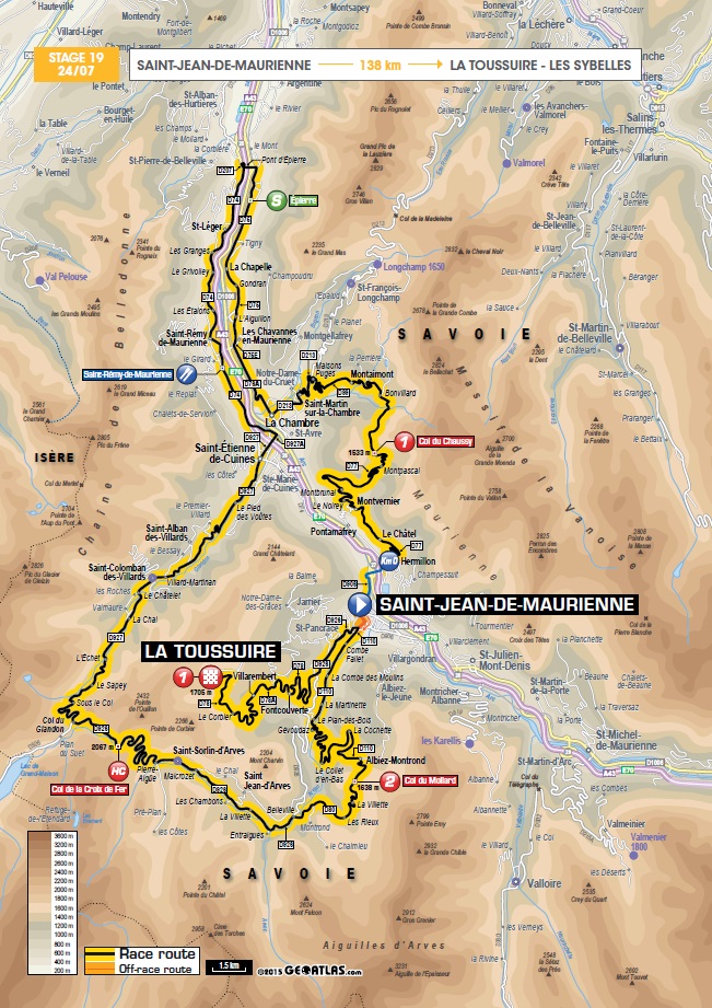 Streckenverlauf Tour de France 2015 - Etappe 19