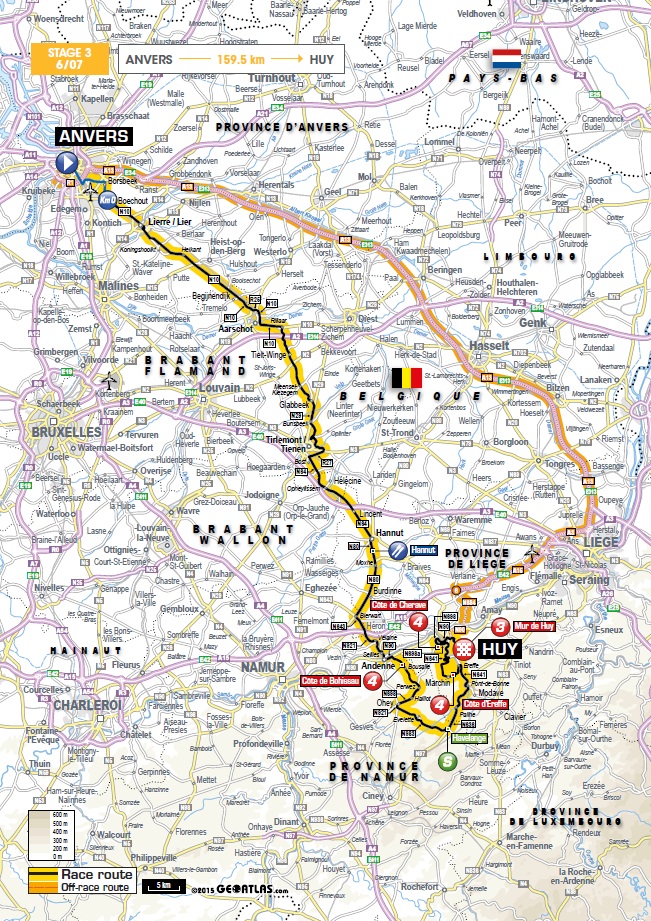 Streckenverlauf Tour de France 2015 - Etappe 3