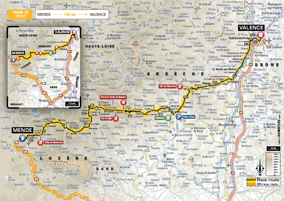 Streckenverlauf Tour de France 2015 - Etappe 15