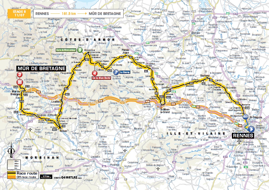 Streckenverlauf Tour de France 2015 - Etappe 8