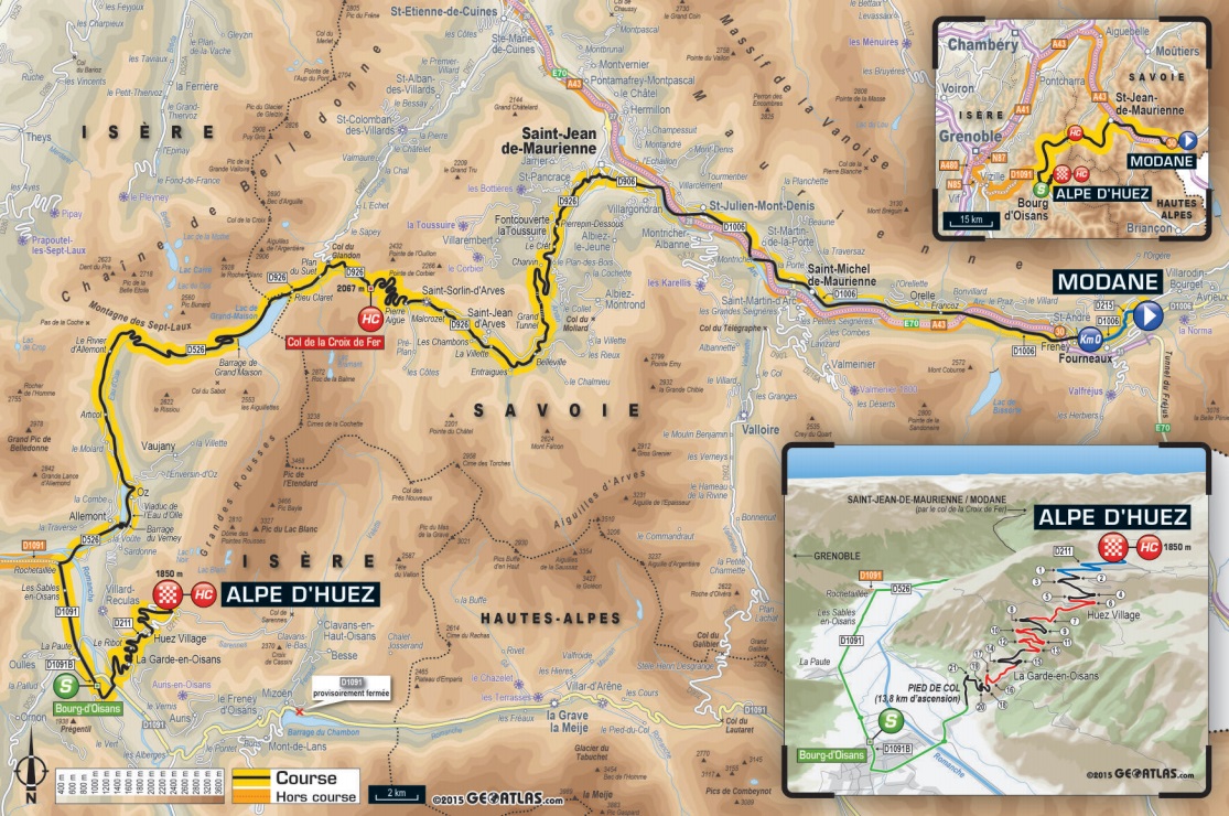 Streckenverlauf Tour de France 2015 - Etappe 20