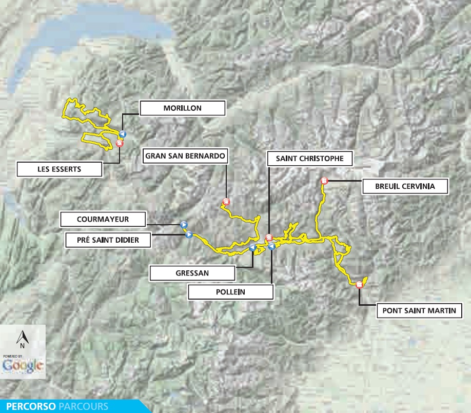 Streckenverlauf Giro Ciclistico della Valle dAosta Mont Blanc 2015