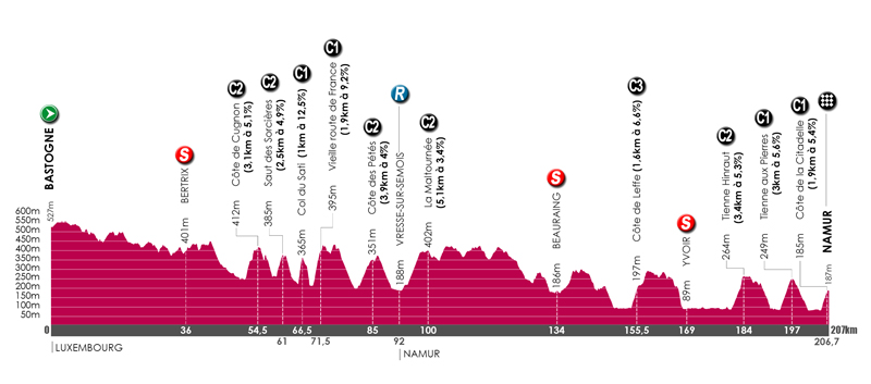 Hhenprofil Tour de Wallonie 2015 - Etappe 3
