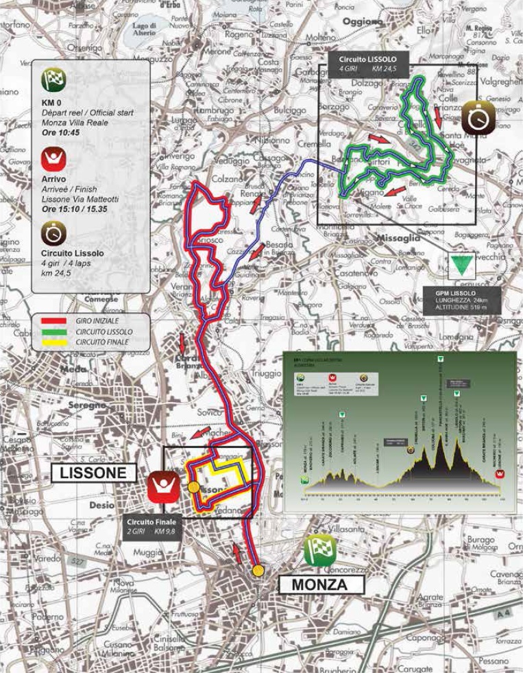 Streckenverlauf Coppa Agostoni - Giro delle Brianze 2015
