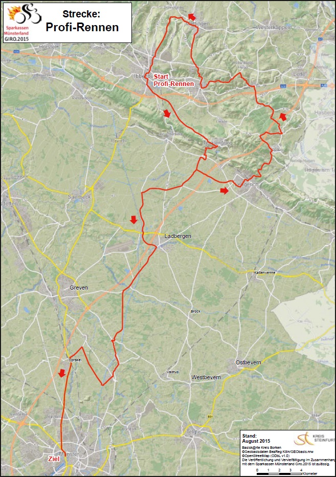 Streckenverlauf Sparkassen Mnsterland Giro 2015