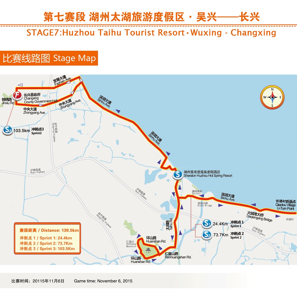 Streckenverlauf Tour of Taihu Lake 2015 - Etappe 7