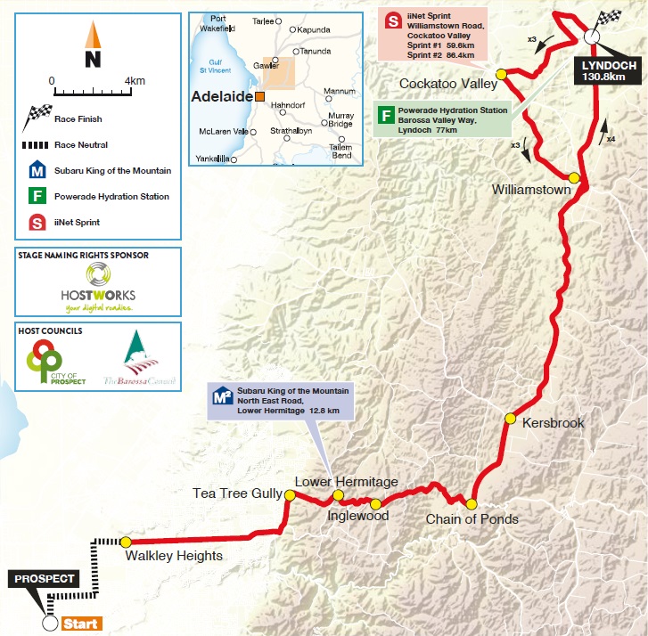 Streckenverlauf Tour Down Under 2016 - Etappe 1