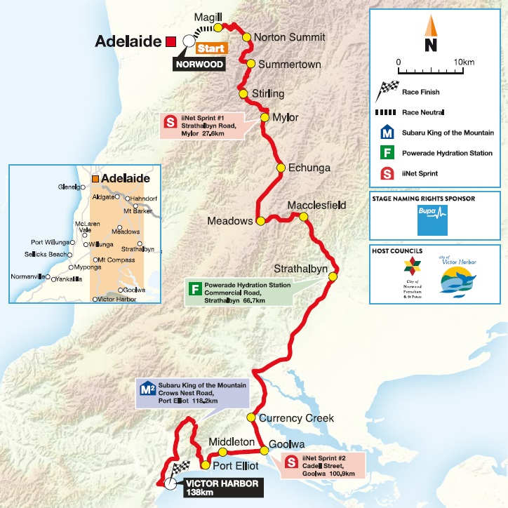 Streckenverlauf Tour Down Under 2016 - Etappe 4