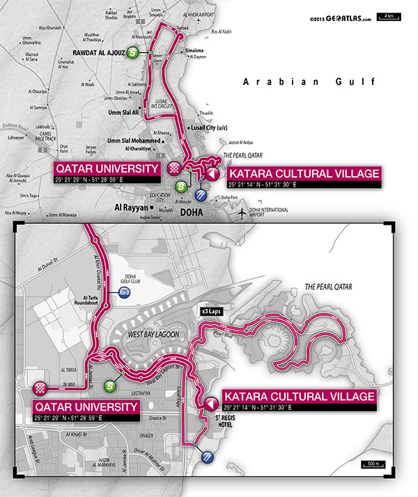 Streckenverlauf Tour of Qatar 2016 - Etappe 2