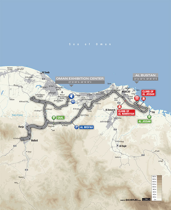 Streckenverlauf Tour of Oman 2016 - Etappe 1