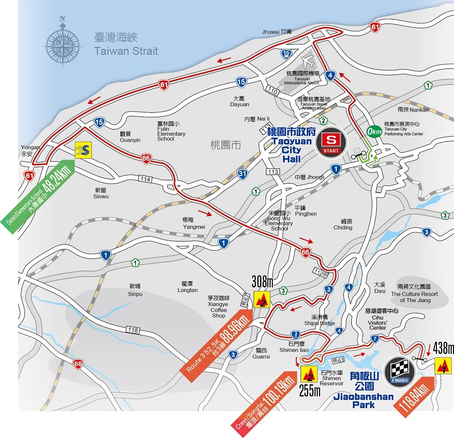 Streckenverlauf Tour de Taiwan 2016 - Etappe 3
