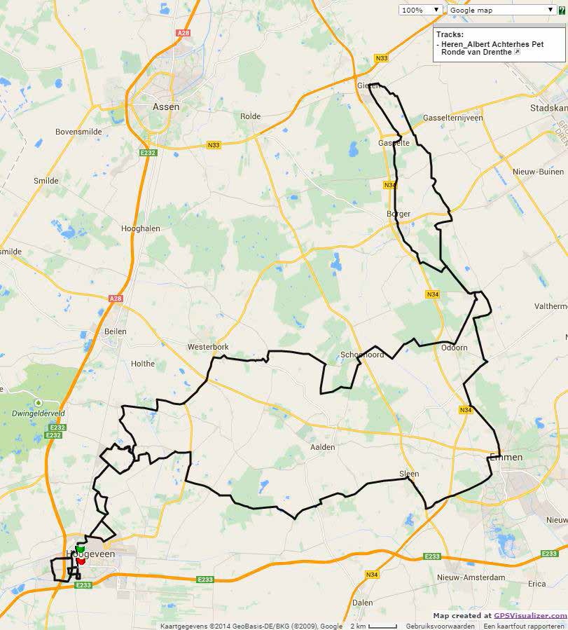 Streckenverlauf Energiewacht Ronde van Drenthe 2016